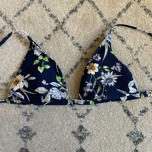 Navy Floral Bikini Top- Size Small